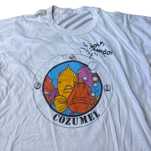 Vintage 80s Cozumel Mexico Scuba Vacation T Shirt Large - Picture 2 of 5